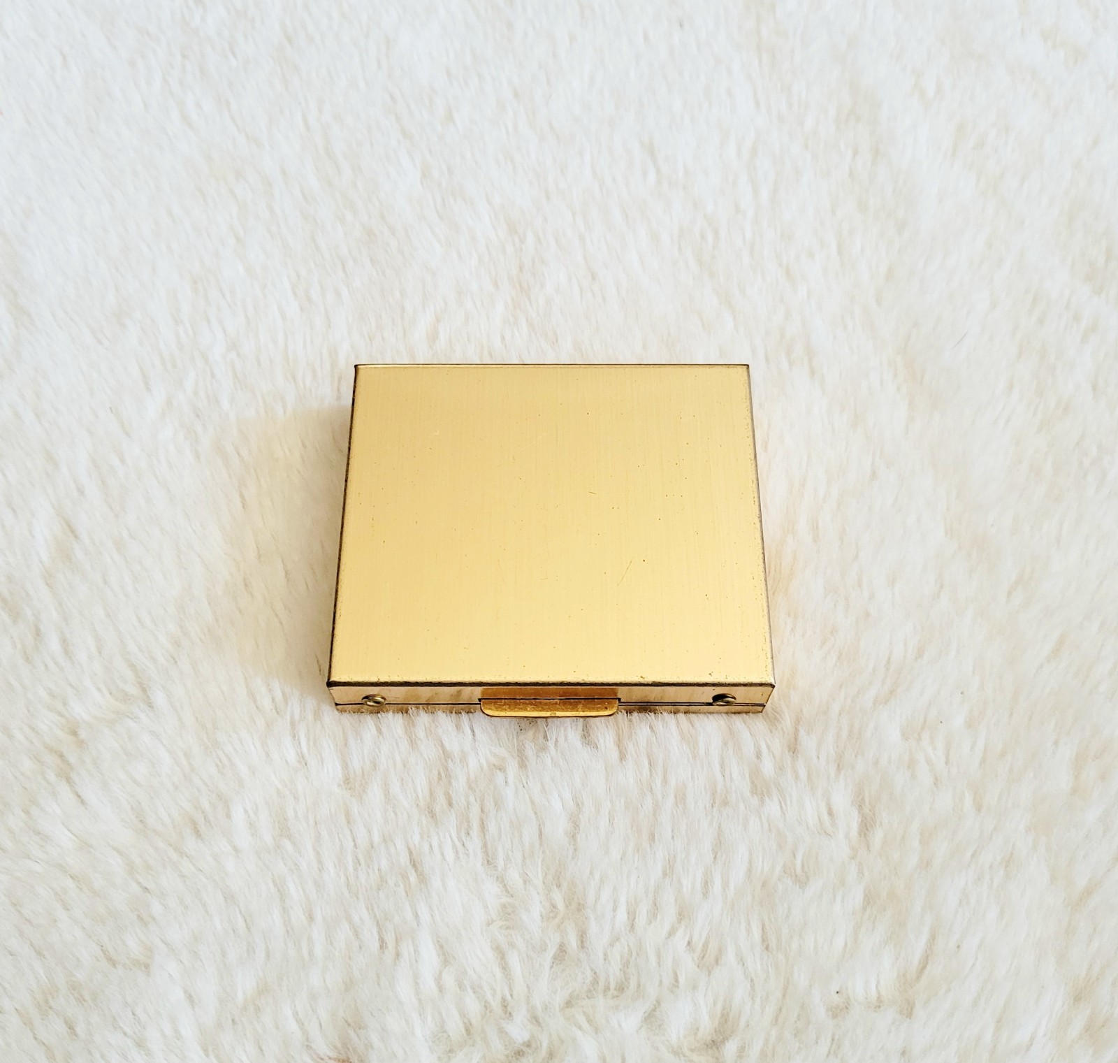 Vintage Earring Caddy Gold Travel Jewelry Box Mirror Compact Case