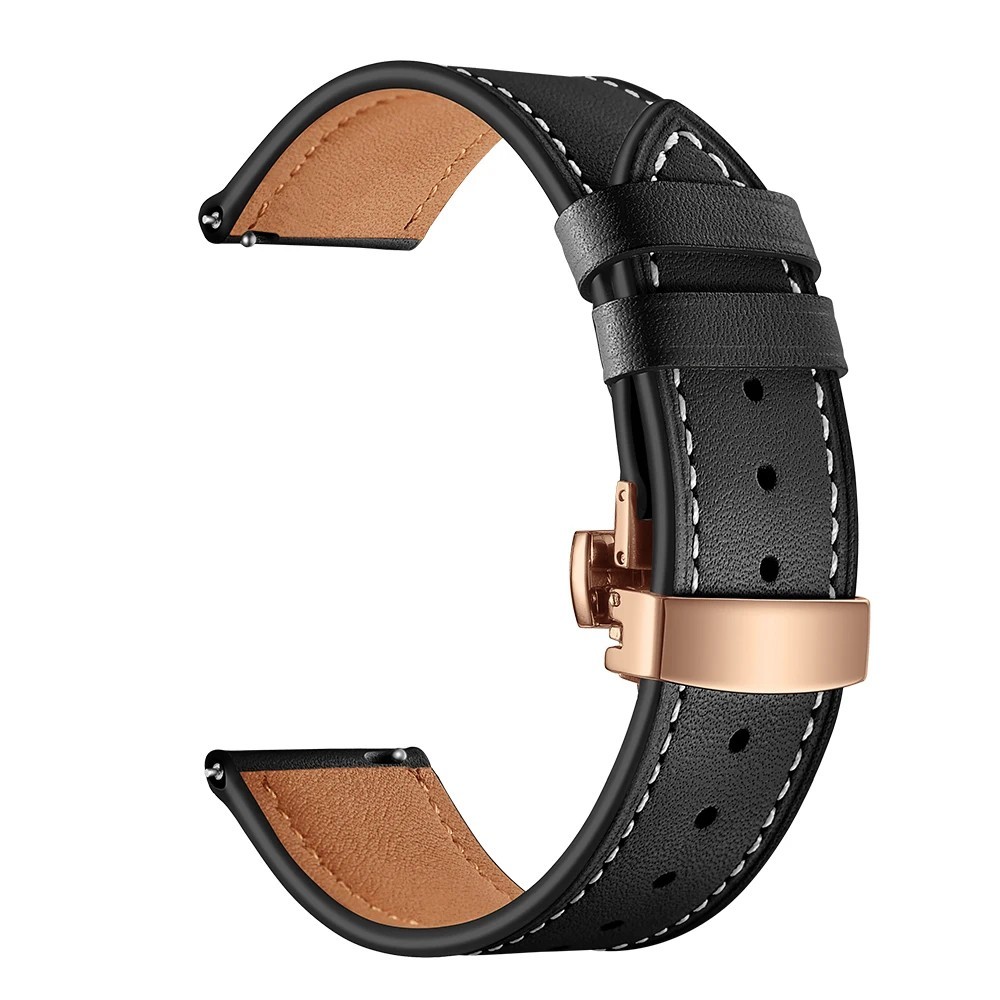 Leather Watch Band Quick Release Strap Butterfly Buckle 20mm 22mm