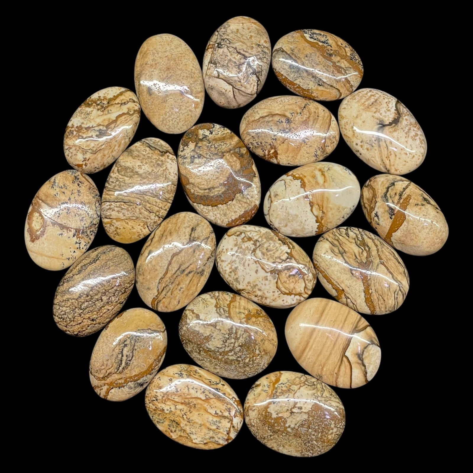 20 Pcs Natural Picture Jasper Cabochon Lot 25-29mm Loose Untreated Gemstones