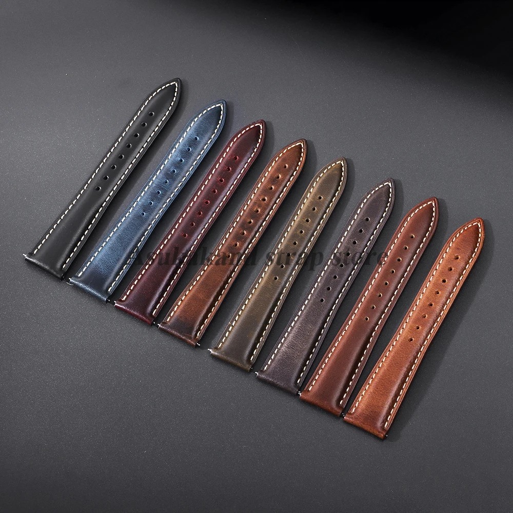 18mm 19mm 20mm 21mm 22mm Men’s Genuine Leather Watch Strap Band Quick Release