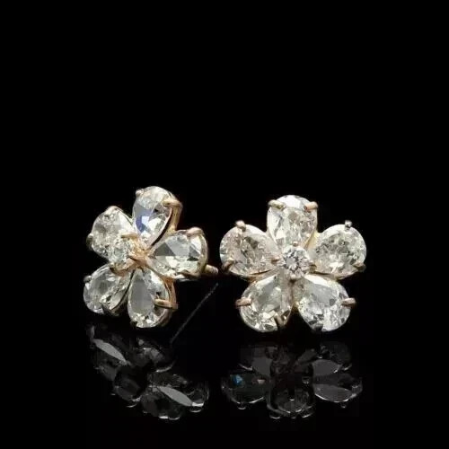2Ct Pear Cut Lab Created Diamond Womens Stud Earrings 14K Yellow Gold Plated