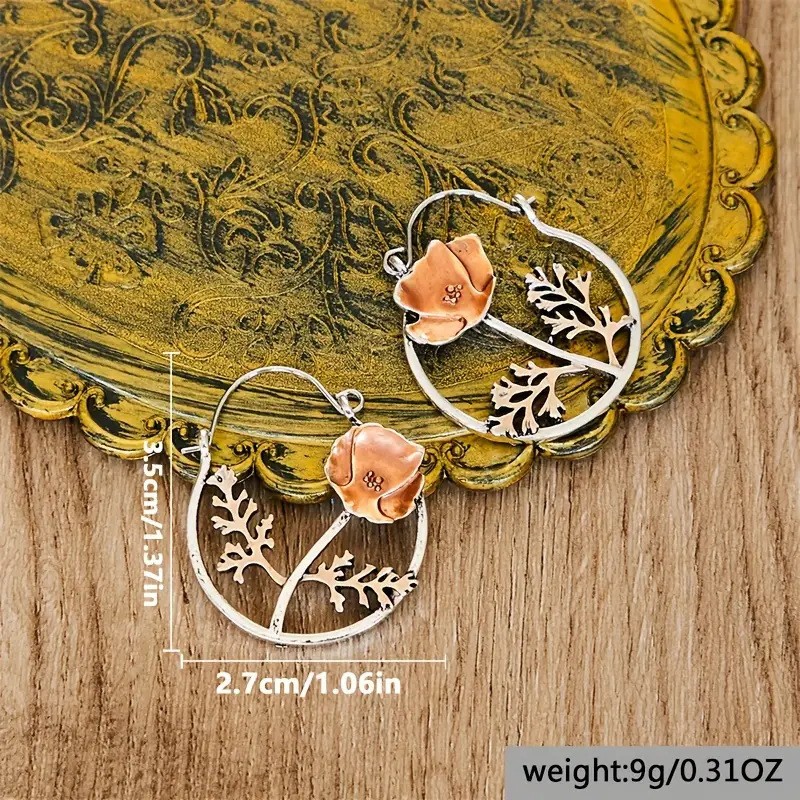 Leaf Flower Earrings Vintage Women’s Hollowed Out Handmade Earrings
