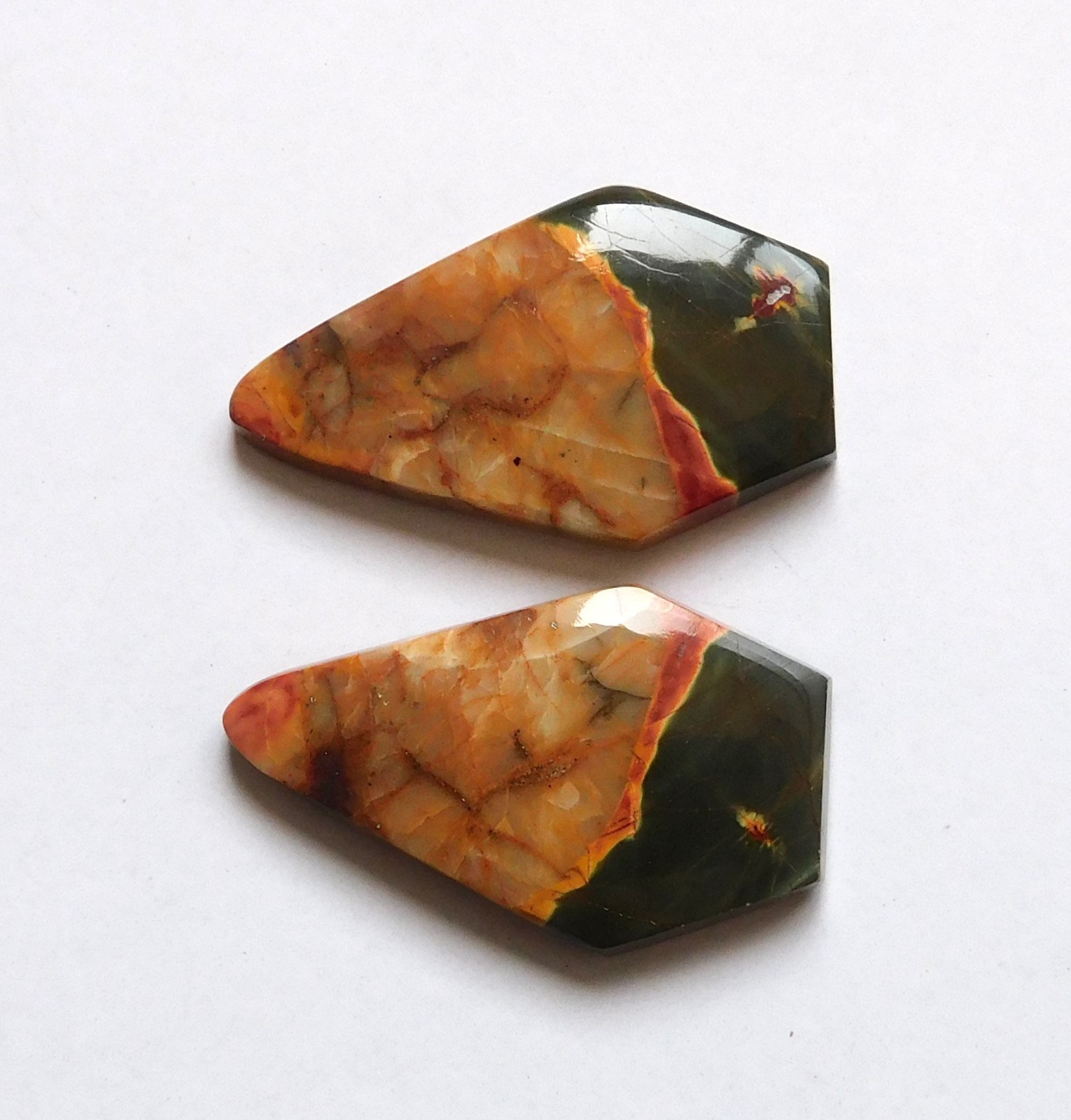 24.25Cts Natural Cherry creek Jasper(26mmx15.4mm each)Cabochon Match Pair YA26