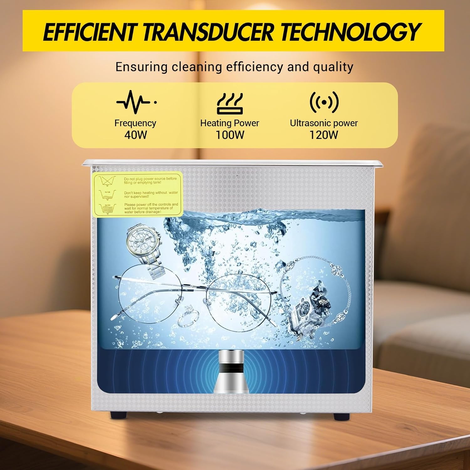 3.2L Professional Ultrasonic Cleaner with Degas, 120W 40kHz Digital for Jewelry