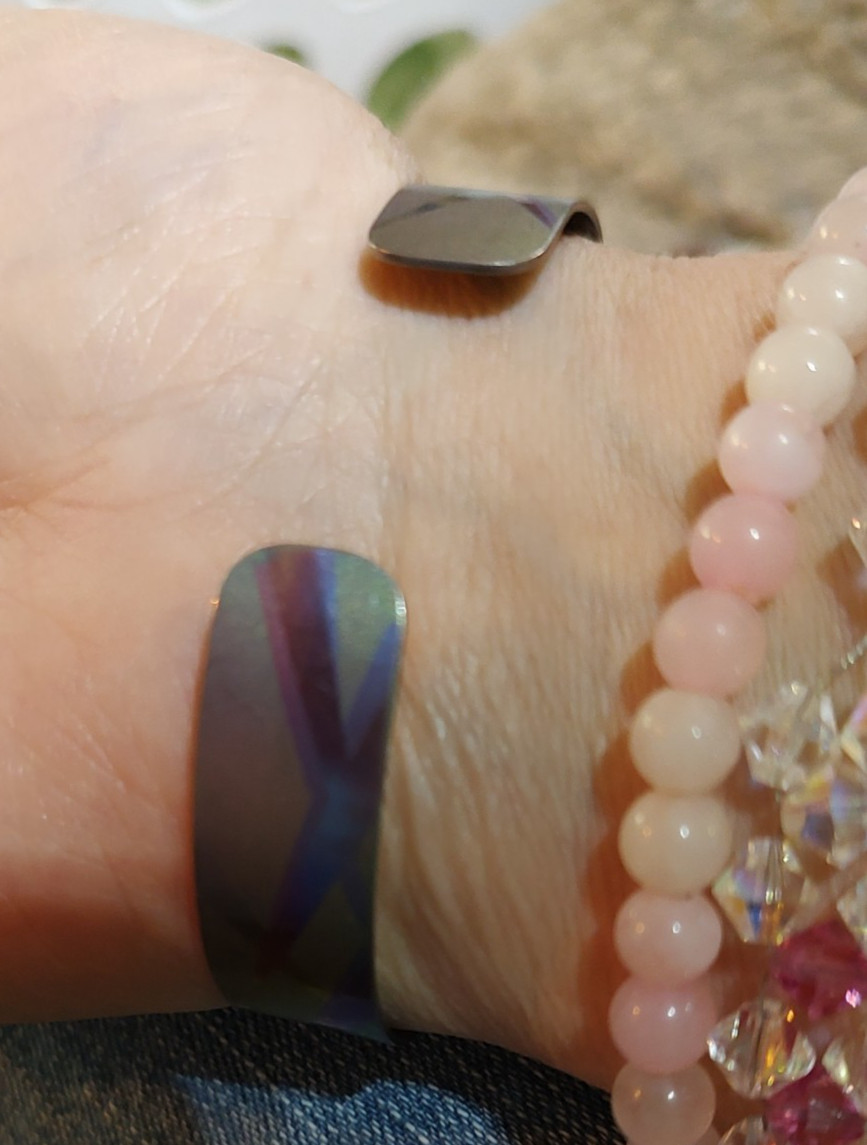 Anodized Titanium Bracelet Vintage 90s signed by Holly Yashi Fits Anyone, Gift!