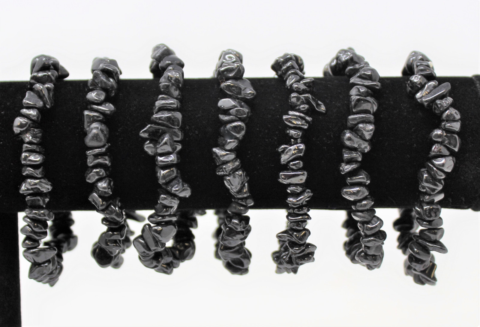 Black Tourmaline Chip Bracelet, Gemstone Chip Crystals (Stretchy – US Seller)