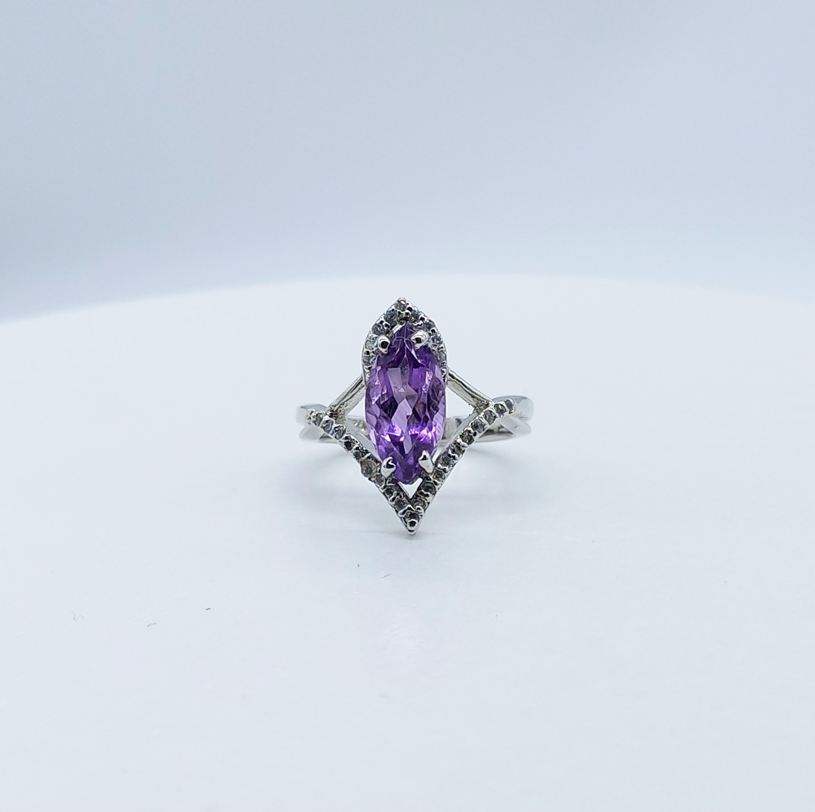 Purple Amethyst Designer Ring 925 Sterling Silver Jewelry