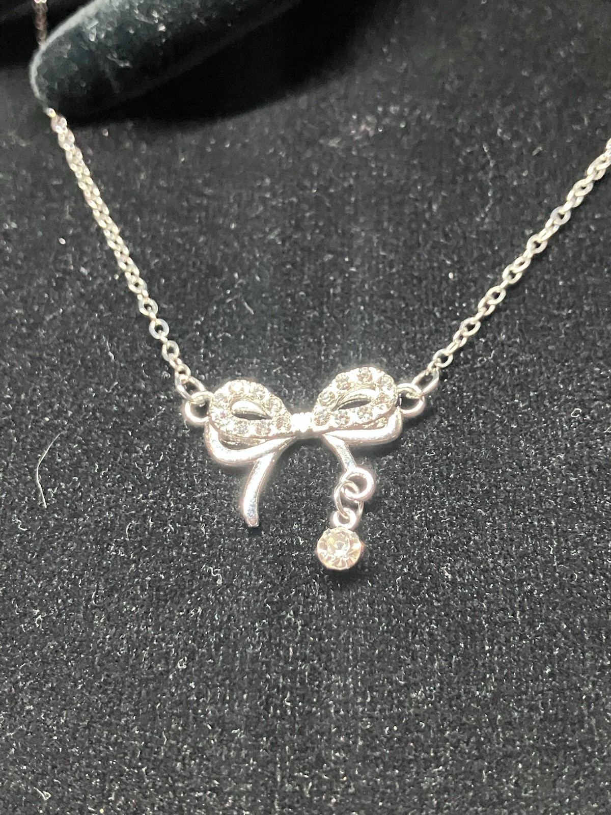 Womens stainless steel cz double bow necklace with infinity cz anklet/bracelet