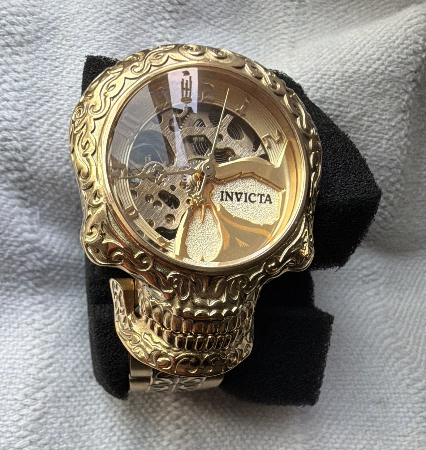 Invicta Artist Series Automatic Skeleton Skull Gold-Tone 48mm 200m SS Bracelet