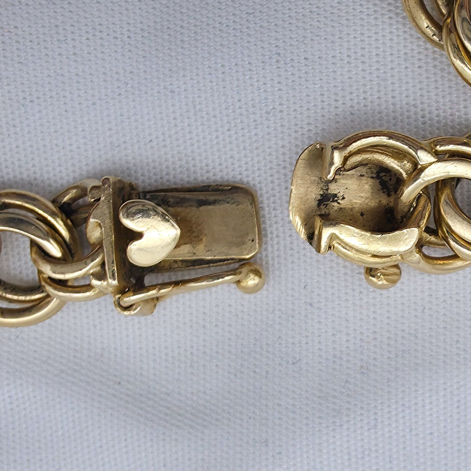 14k Double Cable Link Bracelet 7.5” 31.7 grams Push Lock with Safety Catch