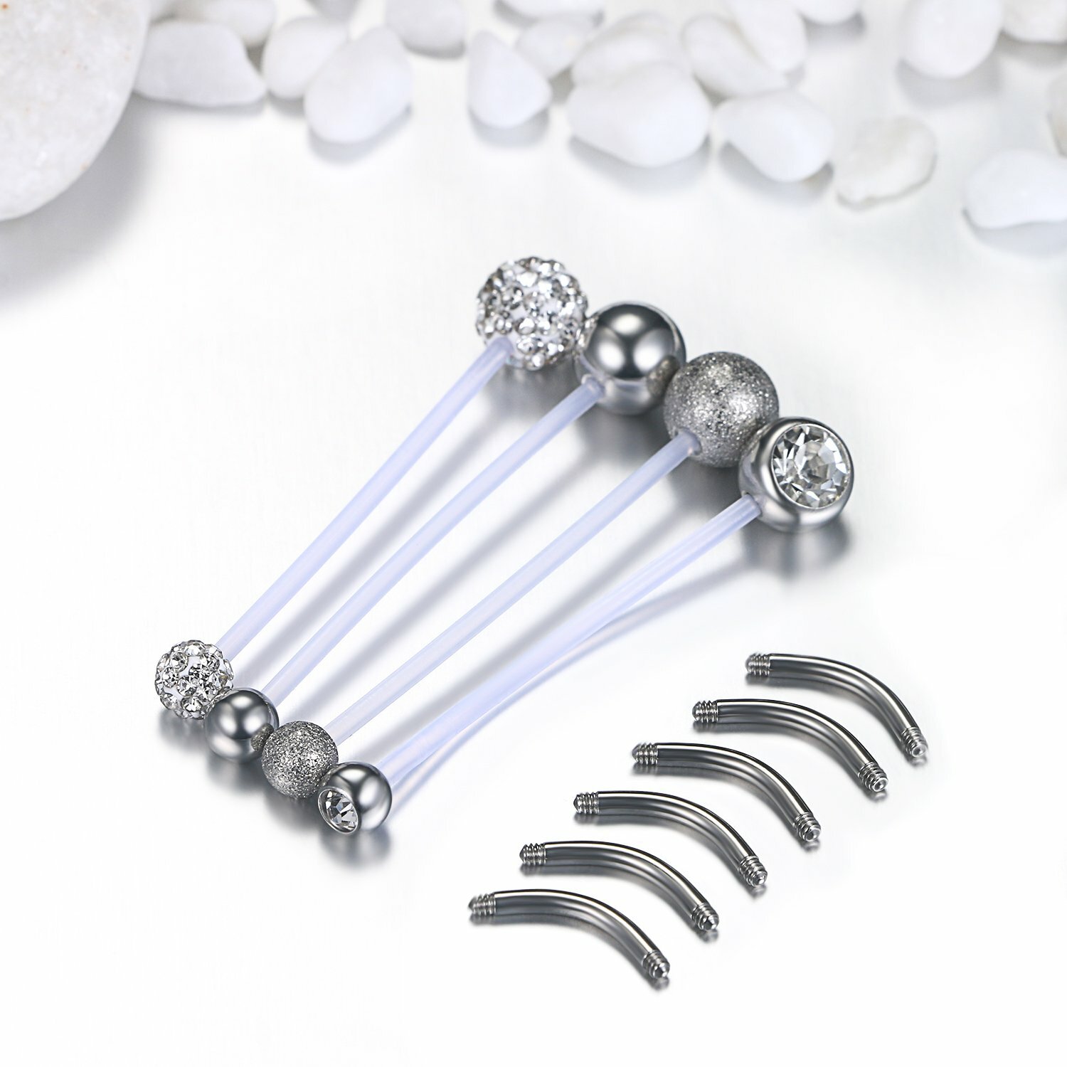 4Pcs 14G Pregnancy Belly Button Rings Sport Maternity Flexible Navel Belly Rings