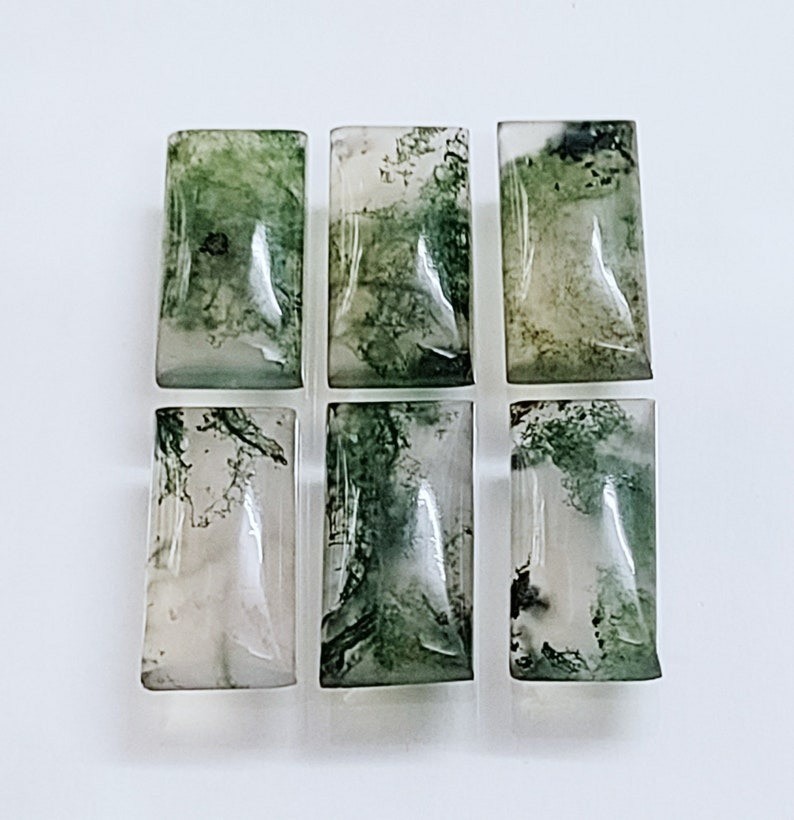 Natural Moss Tree Agate Rectangle Cabochon 6x8mm to 20x25mm Loose Gemstone