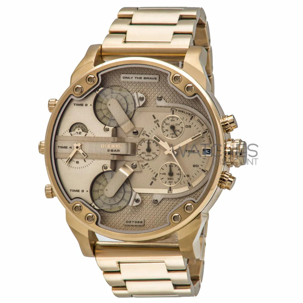 Diesel DZ7399 Mr. Daddy 2.0 Chronograph Gold Stainless Steel Watch 57mm