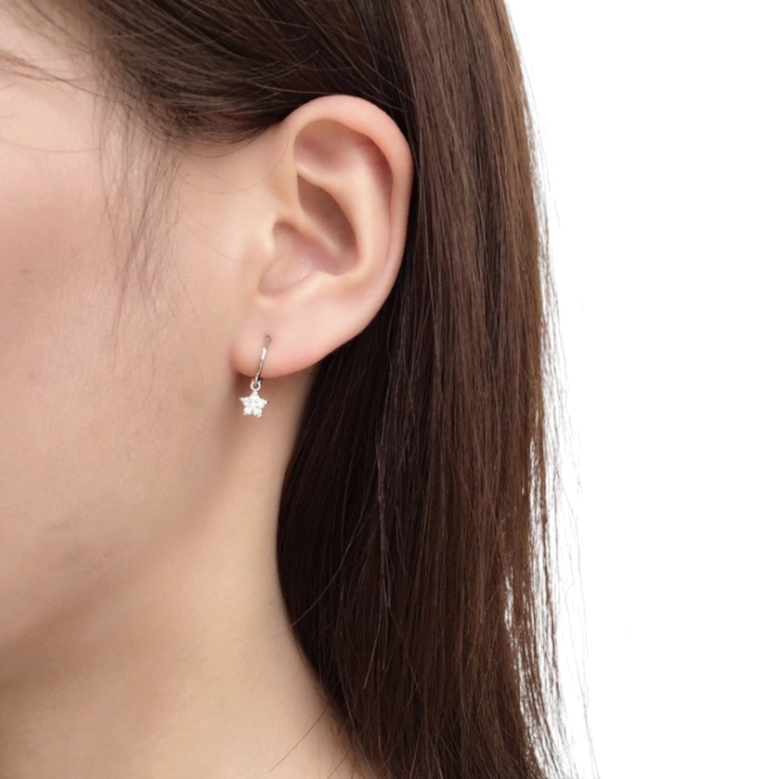 925 Sterling Silver Dangle Star Moon CZ Hoop Huggie Stud Earrings Gift Box B22