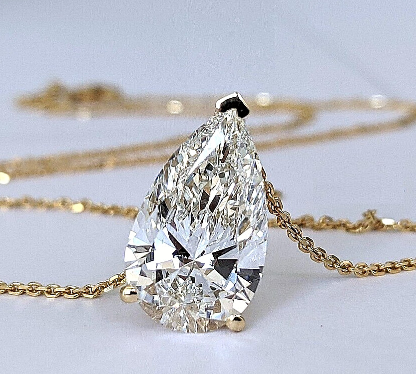 Rare 17 Ct Certified Treated Pretty White Diamond Solitaire Pendant, 925 Silver
