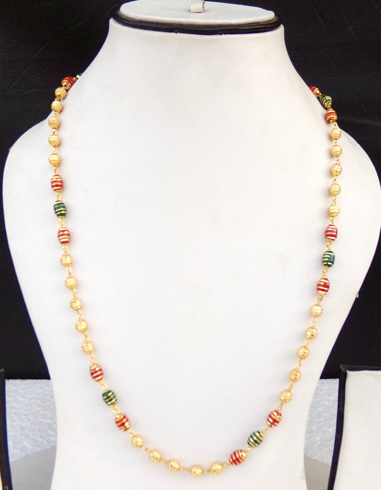 Indian Fashion Jewelry Ethnic Gold Plated Long Necklace Light Chain Mala 24″ pp8