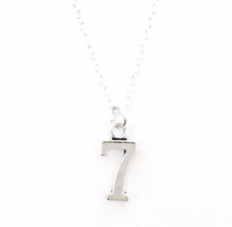 Silver Number Charm Pendant Necklace 1-21 2 3 4 5 6 7 8 9 Sterling Plate Chain