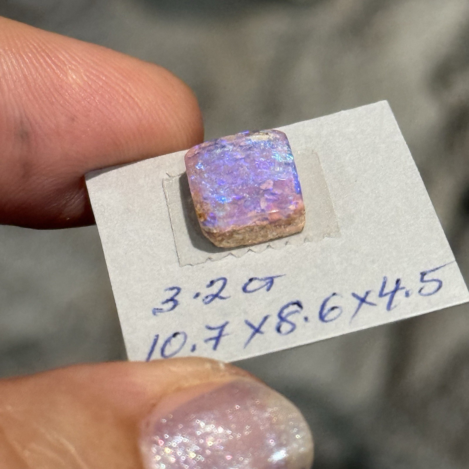 3.2ct 10.7×8.6×4.5mm Australian Boulder Purple Crystal Pipe Opal Cabochon Gem