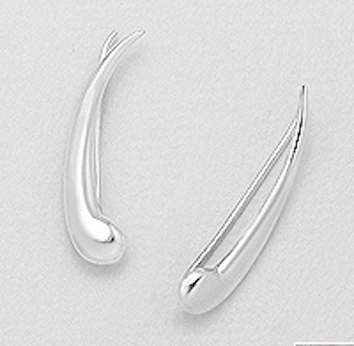 Solid Sterling Silver Organic Shape Ear Pin Cuff Climber Crawler Earrings 2g 1″