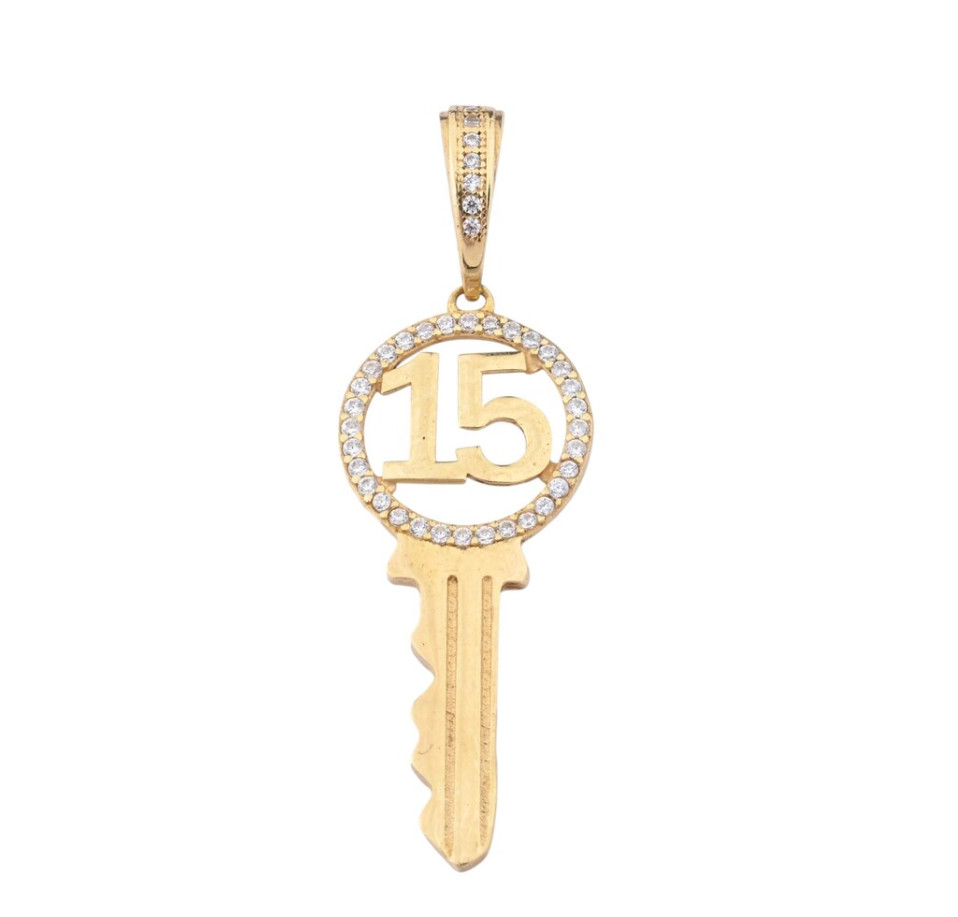 Beautiful Key Shape Pendant 925 Silver Gold Plated Customized Birth Date Pendant