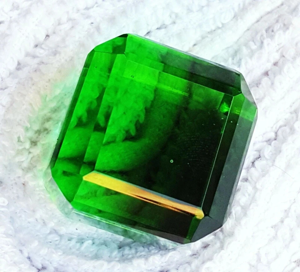 120 Ct Natural Green Topaz Cube Cut Certified Loose Gemstone