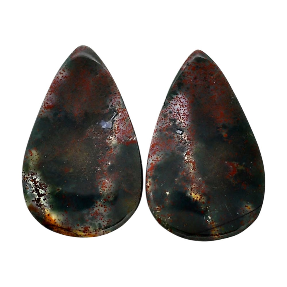Natural Blood Stone Pair 16×25.8×4.3 mm Pear Shape Polished Gemstone LS32-04541