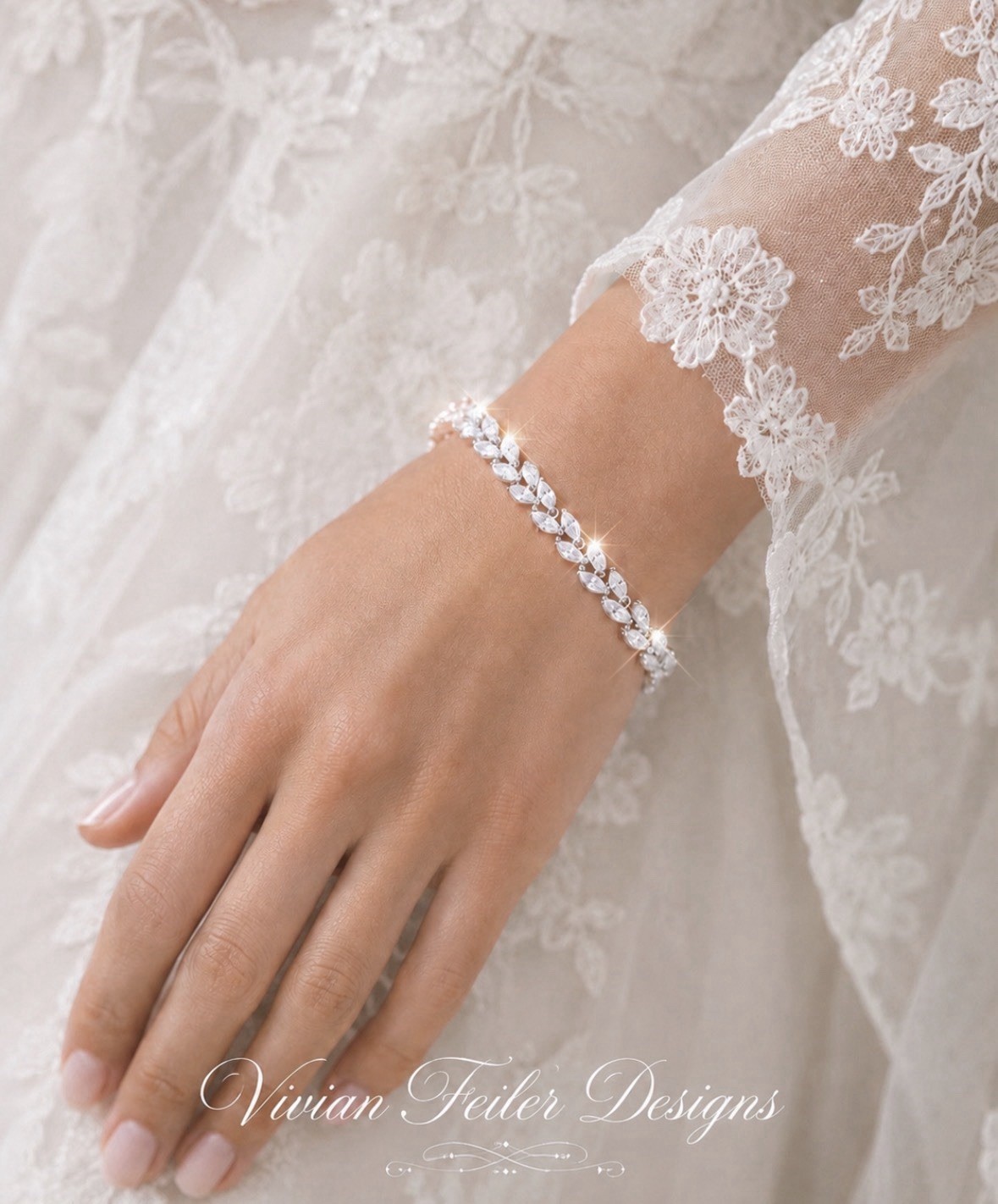 Bridal Tennis Bracelet Wedding Marquis Cut Leaf Vine CZ Silver, Gold, Rose Gold