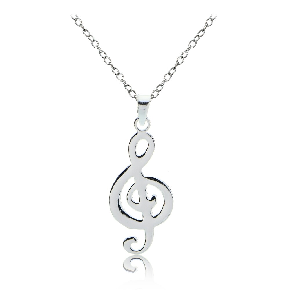 Sterling Silver Musical Note Polished Necklace