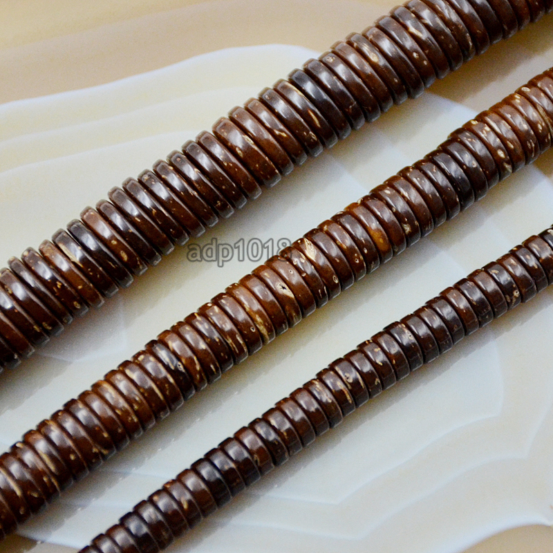 Natural Coffee Coconut Wood Heishi Beads 2x6mm 2x8mm 2x10mm