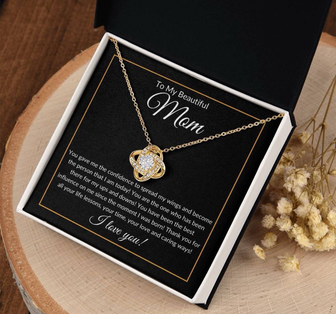 TO MY BEAUTIFUL MOM NECKLACE SOFT BOX GIFT HOLIDAY BIRTHDAY MOTHER’S DAY GIFT