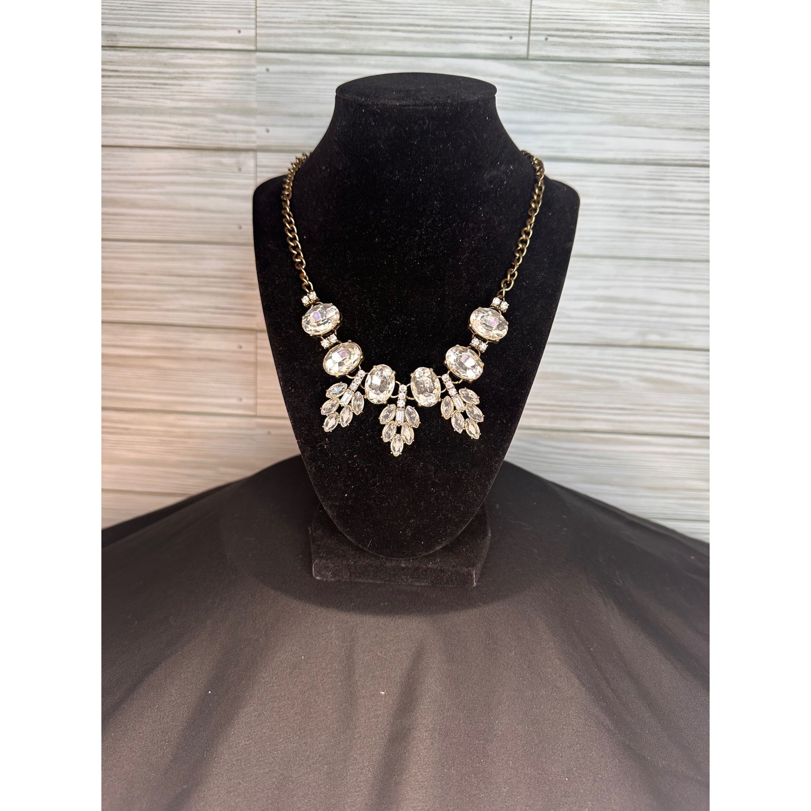 Unbranded Statement Gold Rhinestone Crystal Bib Necklace