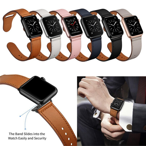 Leather Apple Watch Band Strap for Apple iWatch Series 9 8 7 6 5 4 3 41/45/49mm