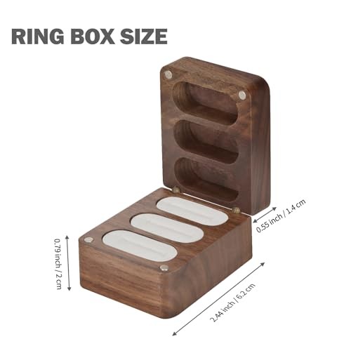 Wood Velet Ring Box 3 Slots, Personalized Wooden Ring Box for White Inner