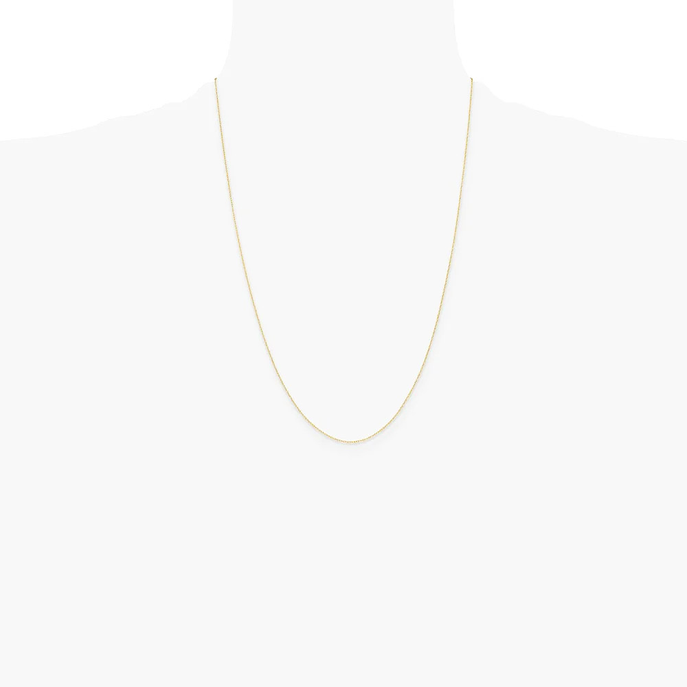14K Yellow Gold .4 Mm Carded Cable Rope Chain Necklace 16″-24″