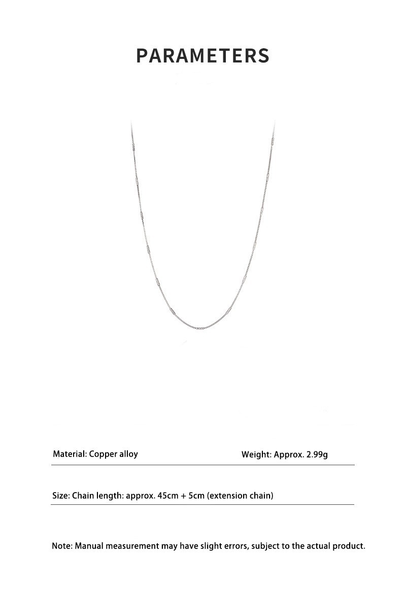 Layered Basic White Chain Necklace – Copper Alloy Plated, Simple Choker