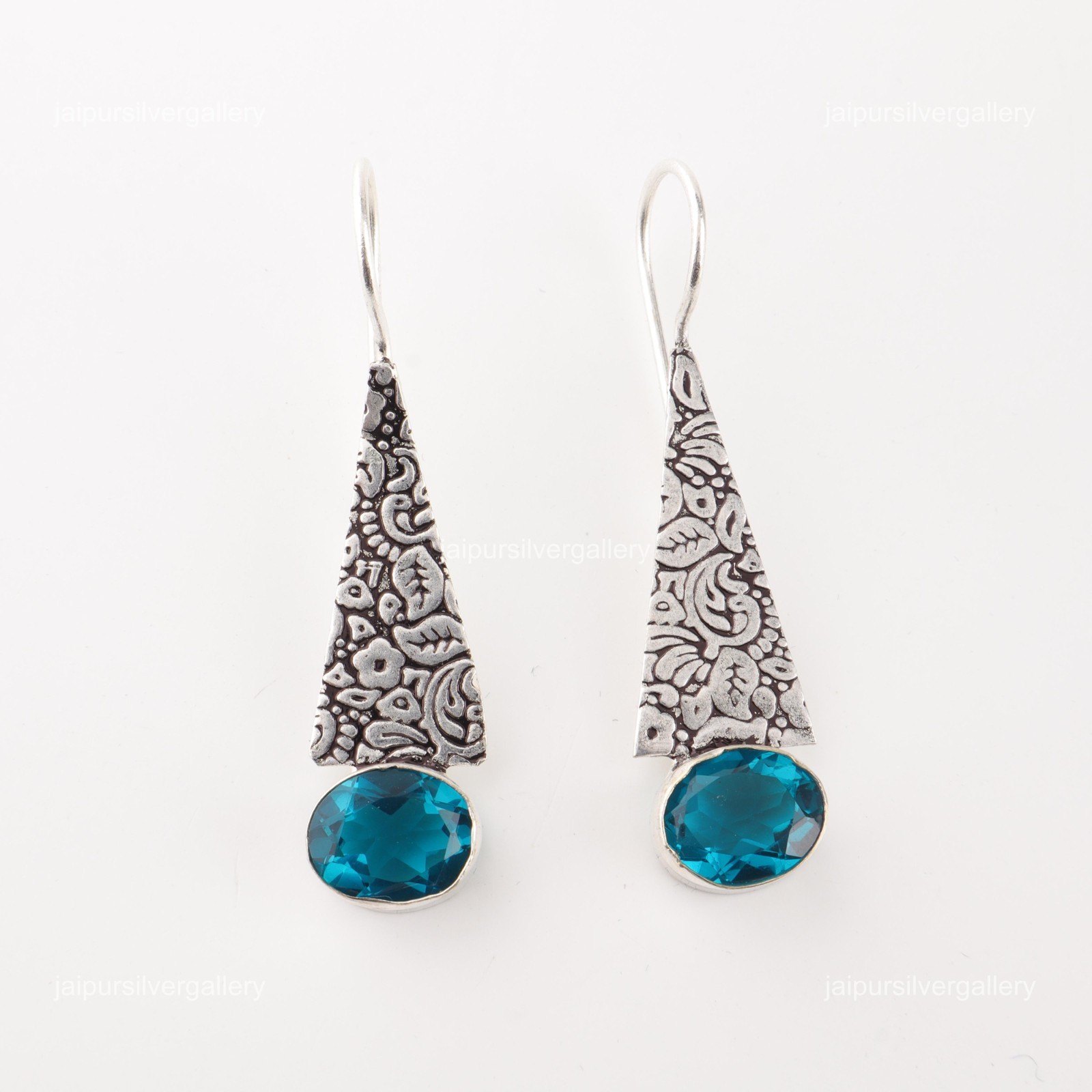Apatite Gemstone 925 Silver Jewelry Handcrafted Earrings 1.9″ For Wadding Gifts