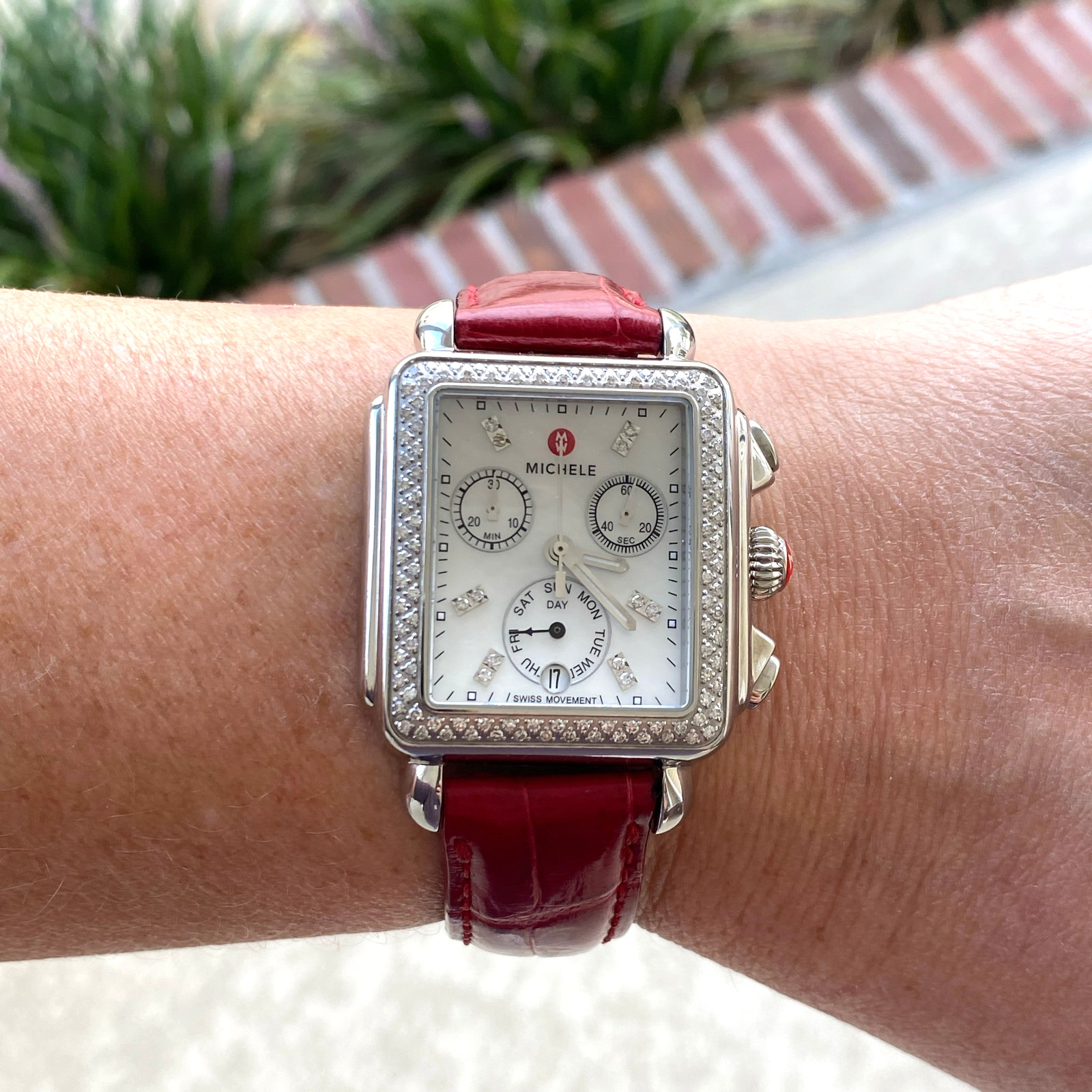 Michele Deco 33mm Steel Diamond Mother of Pearl Dial Quartz MW06P01A1046 Watch