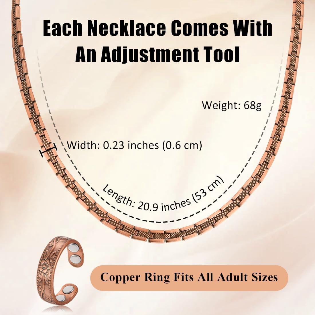 Vicmag Copper Magnetic Necklace for Women Men – Ultra Strength Magnets-99.9% Sol