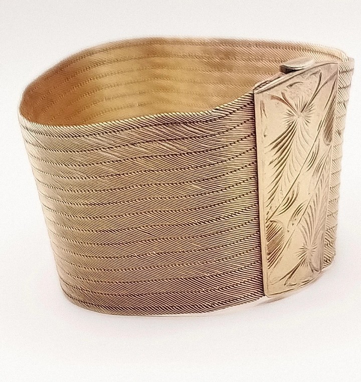 Turkish Trebizond Handmade Filigree Silver 900 Gold 18kt Wrist Bracelet
