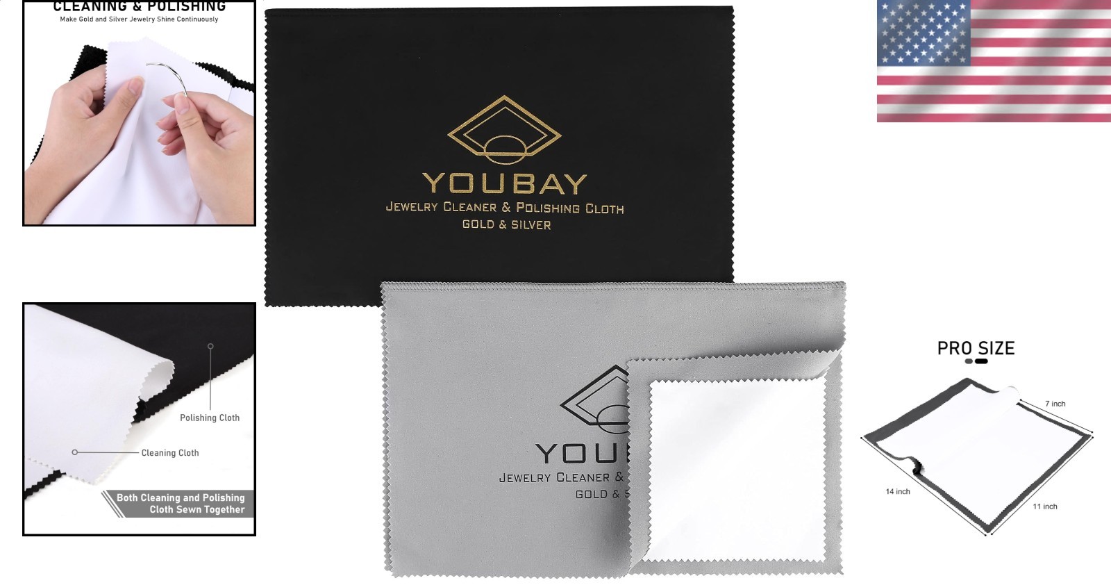 Jewelry Cleaning Cloth Set, Large Microfiber Polishing Tarnish Remover for Go…