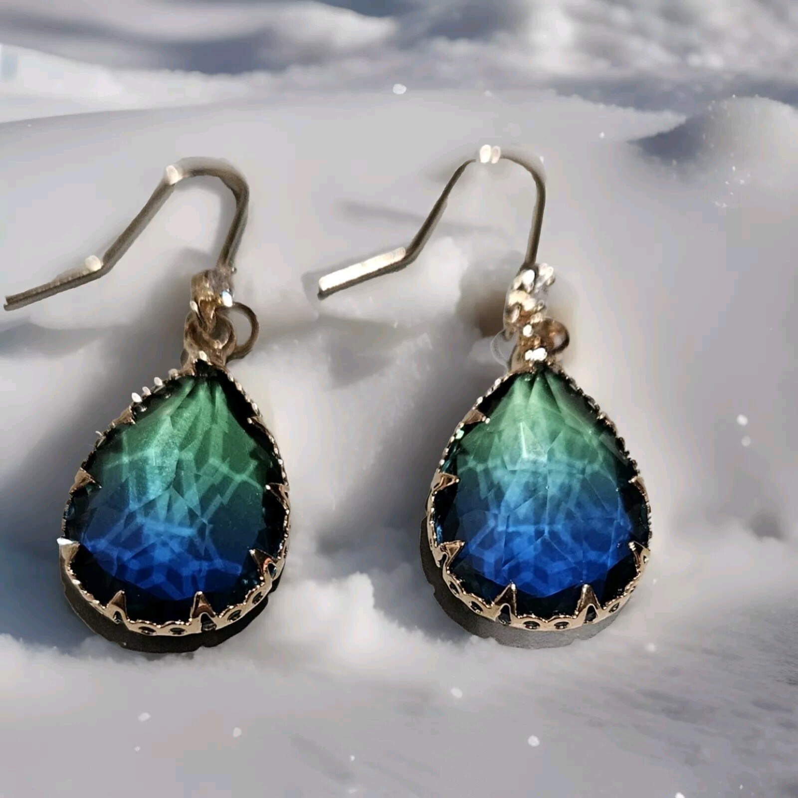Polychrome Shiny Glass Synthetic Zircon Drop Earrings with Tempermant Hook
