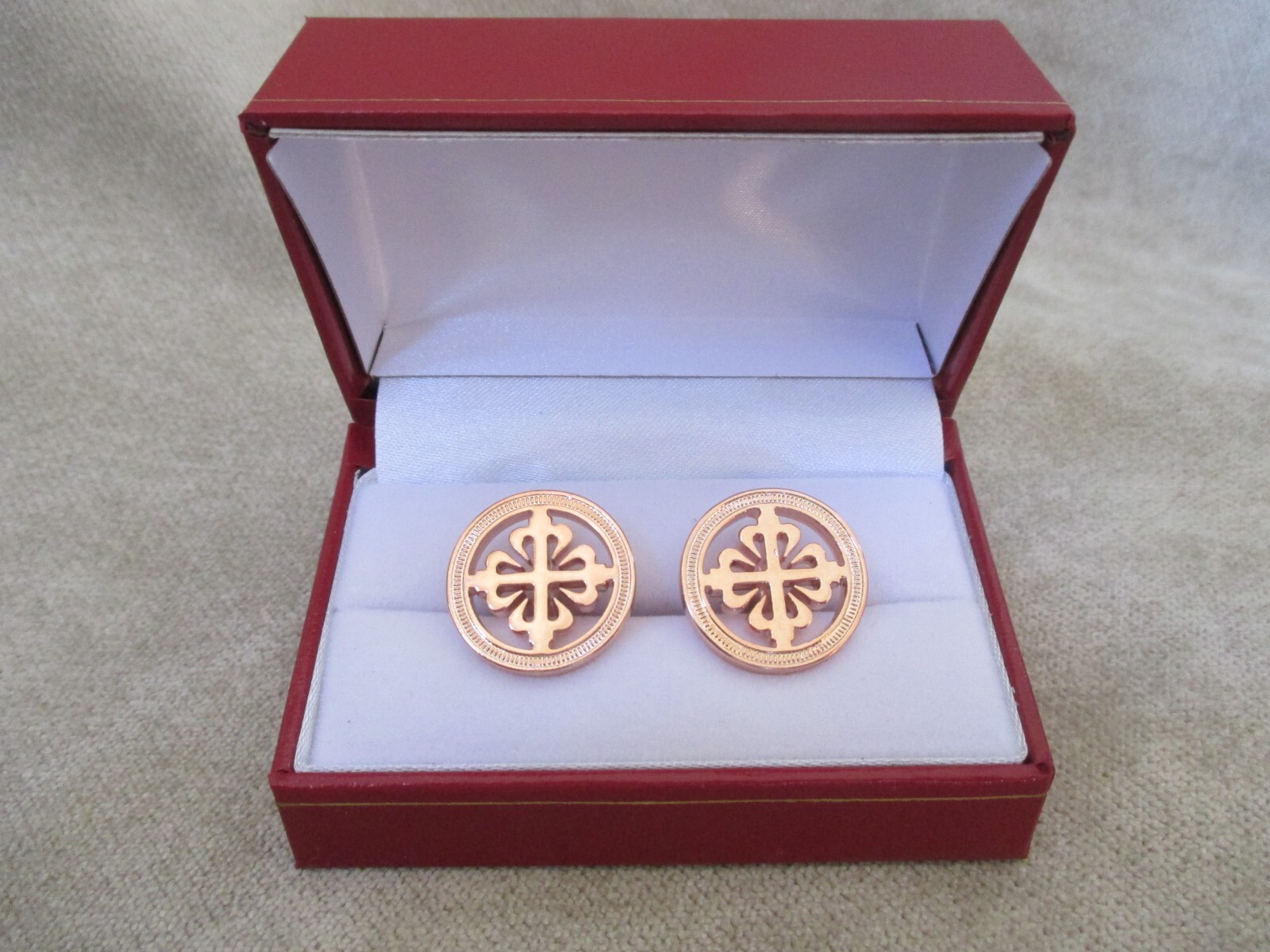 Patek Philippe Coin Edge Style Concessionaires Cufflinks Rose Gold w/Gift Box