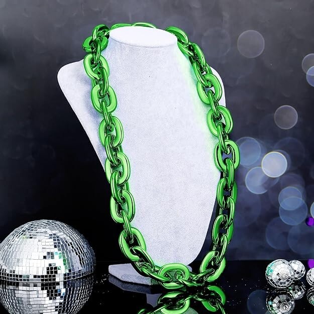 Green Hip Hop Large Acrylic Thick Plastic Cuban Link Chain Necklace 32in 80cm