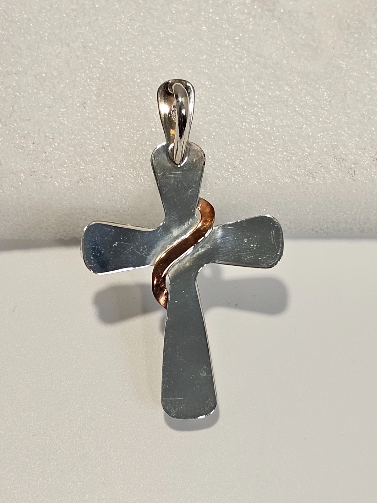 Jay King sterling silver turquoise cross pendant copper detail signed DTR