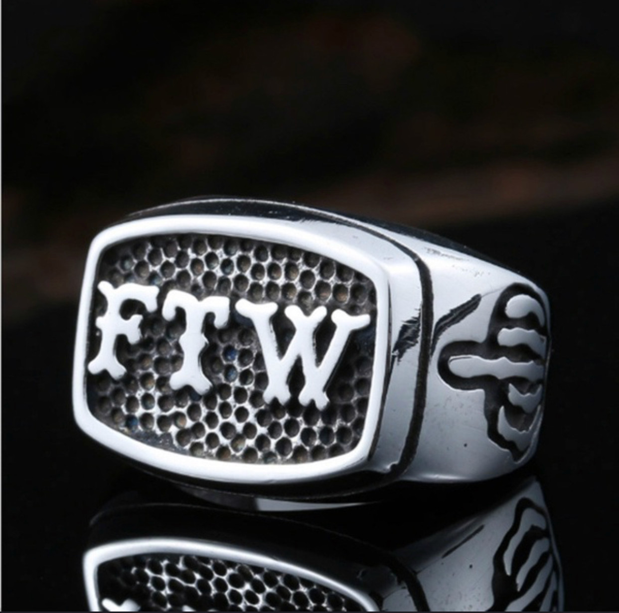 Men’s Motorcycle Biker Rider Style Ring Harley FTW Outlaw Middle Finger Up 7-14