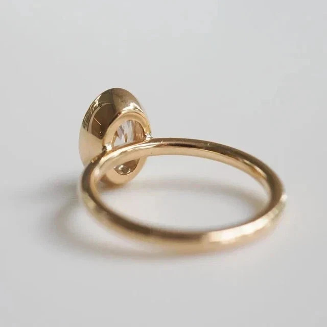 2Ct Oval Cut Lab-Created Diamond Bezel Set Wedding Ring 14k Yellow Gold Plated