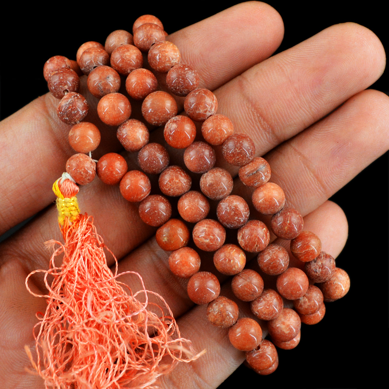 218.00 CTS NATURAL UNTREATED ROUND 108 BEADS NECKLACE RED JASPER PRAYER MALA