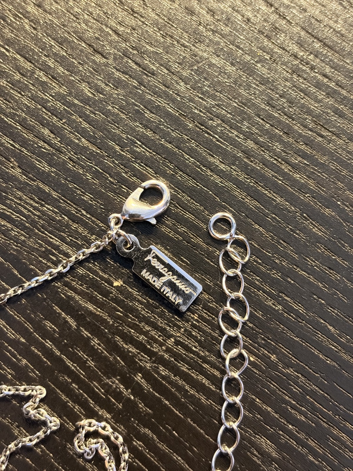 Ferragamo Necklace – Gancini Pendant Chain Silver – 100% Authentic