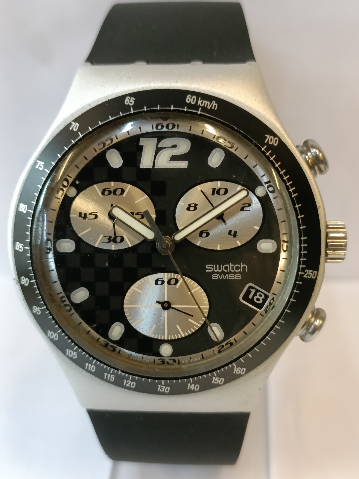 SWATCH IRONY CHRONO QUARTZ ALUMINIUM CASE AG-1999 SWISS MEN’S WORKING CONDITION
