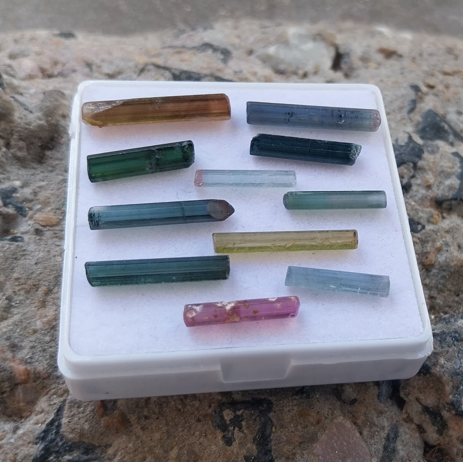 24 Ct 15 to 21 MM Natural Multi Color Tourmaline Raw Rough Pencil 11 Piece Lot